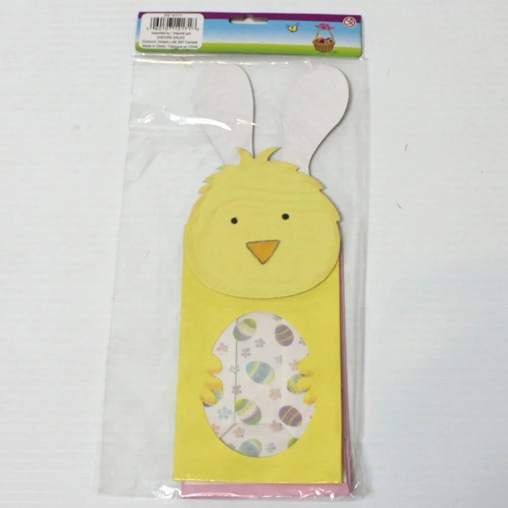 Easter Treasures Pink Bunny & Yellow Chick Treat Sacks Bags NEW in Package